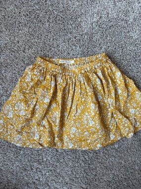Mustard Floral Skirt with Elastic Waist